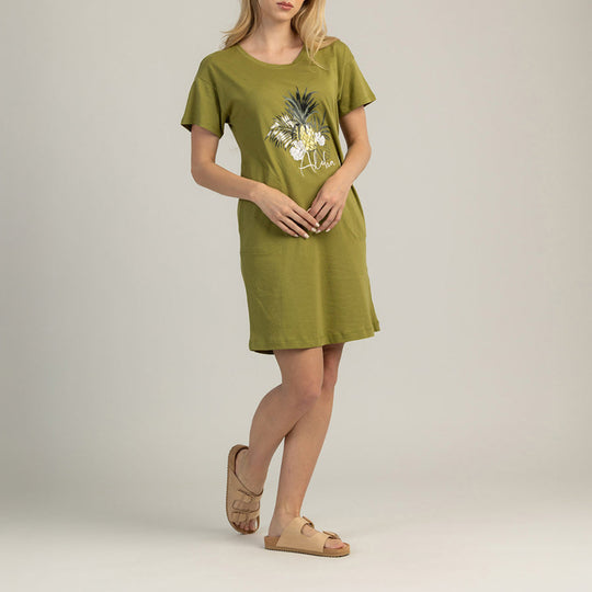 ROCHIE DE DAMĂ CU MÂNECI SCURTĂ 100% BUMBAC - TROPICA