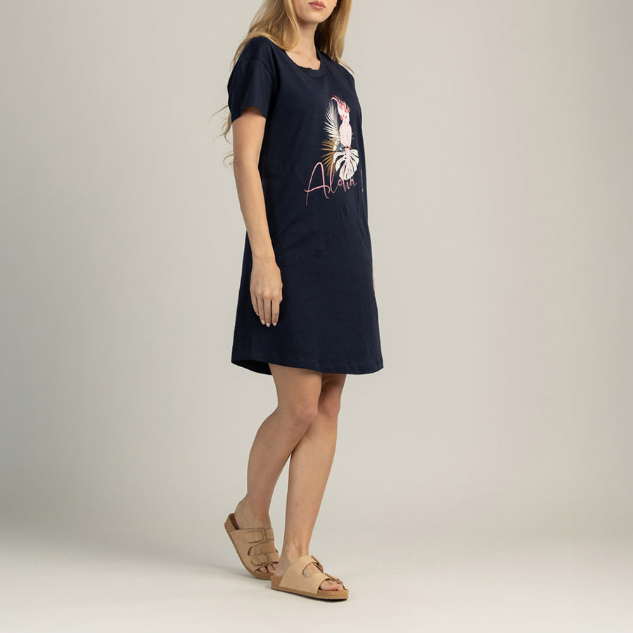 ROCHIE DE DAMĂ CU MÂNECI SCURTĂ 100% BUMBAC - TROPICA