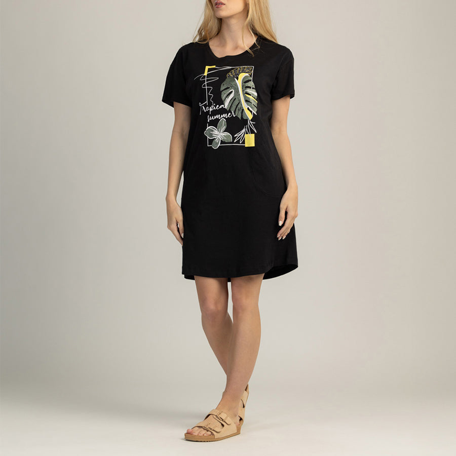 ROCHIE DE DAMĂ CU MÂNECI SCURTĂ 100% BUMBAC - TROPICA