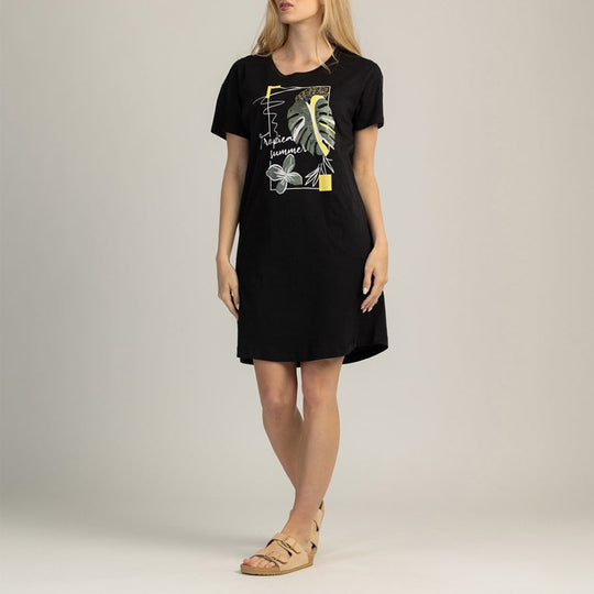 ROCHIE DE DAMĂ CU MÂNECI SCURTĂ 100% BUMBAC - TROPICA